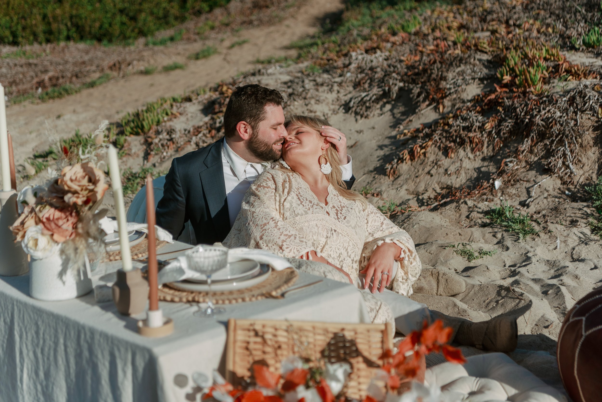 Southern California Beach Picnic for a very intimate elopement or wedding. Contact us to see how a picnic can fit into your elopement day!